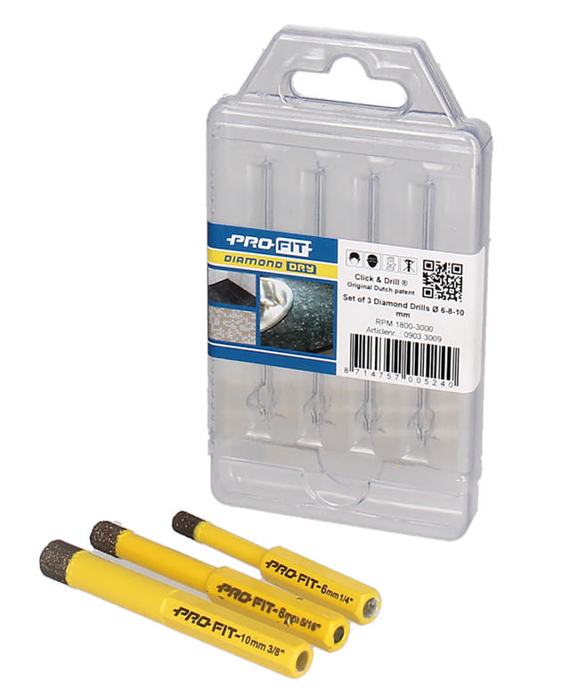 Diamant hullsagsett 3 deler: 6 - 8 - 10 mm