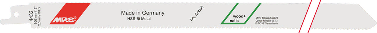 Bajonetsavklinge 4432, 2 stk. 300 mm Bimetal 10 tpi