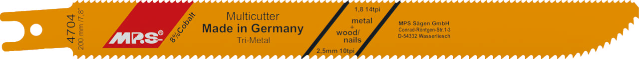 Bajonetsavklinge 4704, 2 stk. 200 mm Trimetal 10/14 tpi