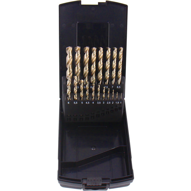 HSS Metalborsæt Cobalt 5% - 19 dele: 1 - 10 mm