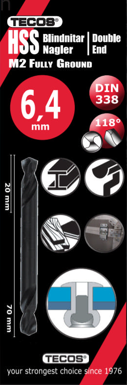 HSS-G Nitborr - 6,4 × 70 mm - 10 st.